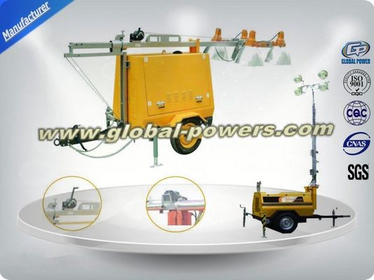 LED 9m Portable Trailer  Mobile Light Tower Diesel Generator  with Hand Push ผู้ผลิต